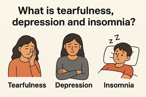 What is Tearfulness, depression and insomnia